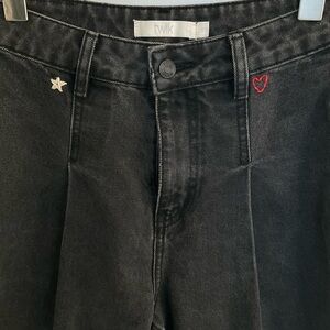 Black cotton Twik jeans with a star and heart embroidery, size 27